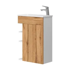 Vicco Ensemble de meubles de salle de bain Chêne de force doré 2 parties, avec lavabo