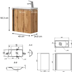 Lave-Mains|Vicco Ensemble de meubles de salle de bain Chêne de force doré 2 parties