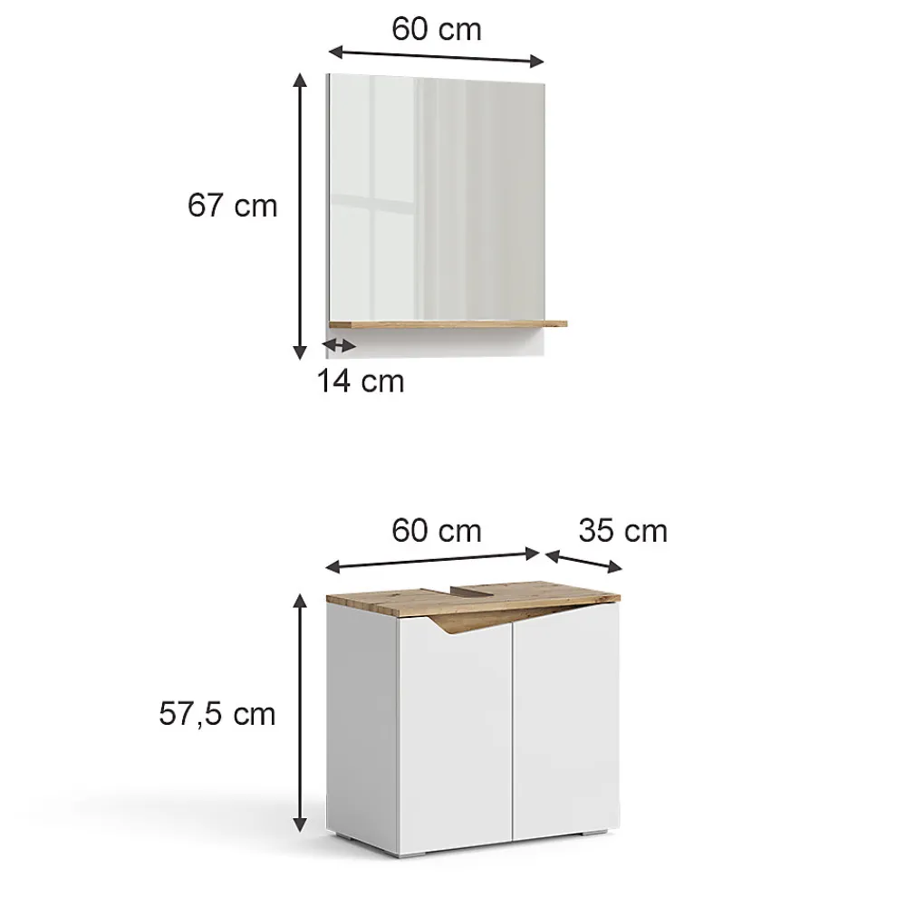 Vicco Ensemble de meubles de salle de bain Blanc 2 parties