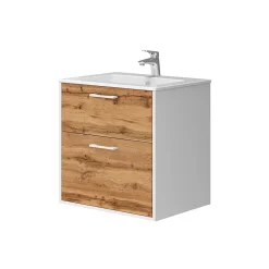 Vicco Ensemble de meubles de salle de bains Chêne blanc/force de lor 61x61.5cm avec lavabo