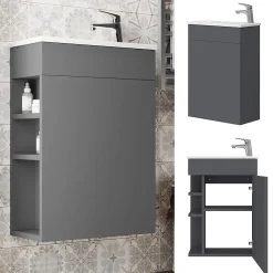 Lave-Mains|Vicco Ensemble de meubles de salle de bain Anthracite 2 parties, avec lavabo
