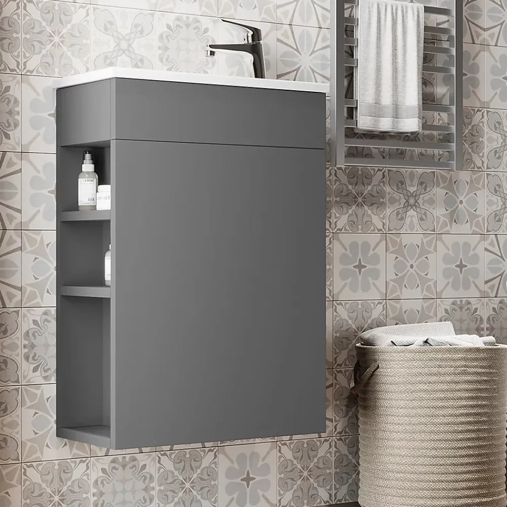 Lave-Mains|Vicco Ensemble de meubles de salle de bain Anthracite 2 parties, avec lavabo
