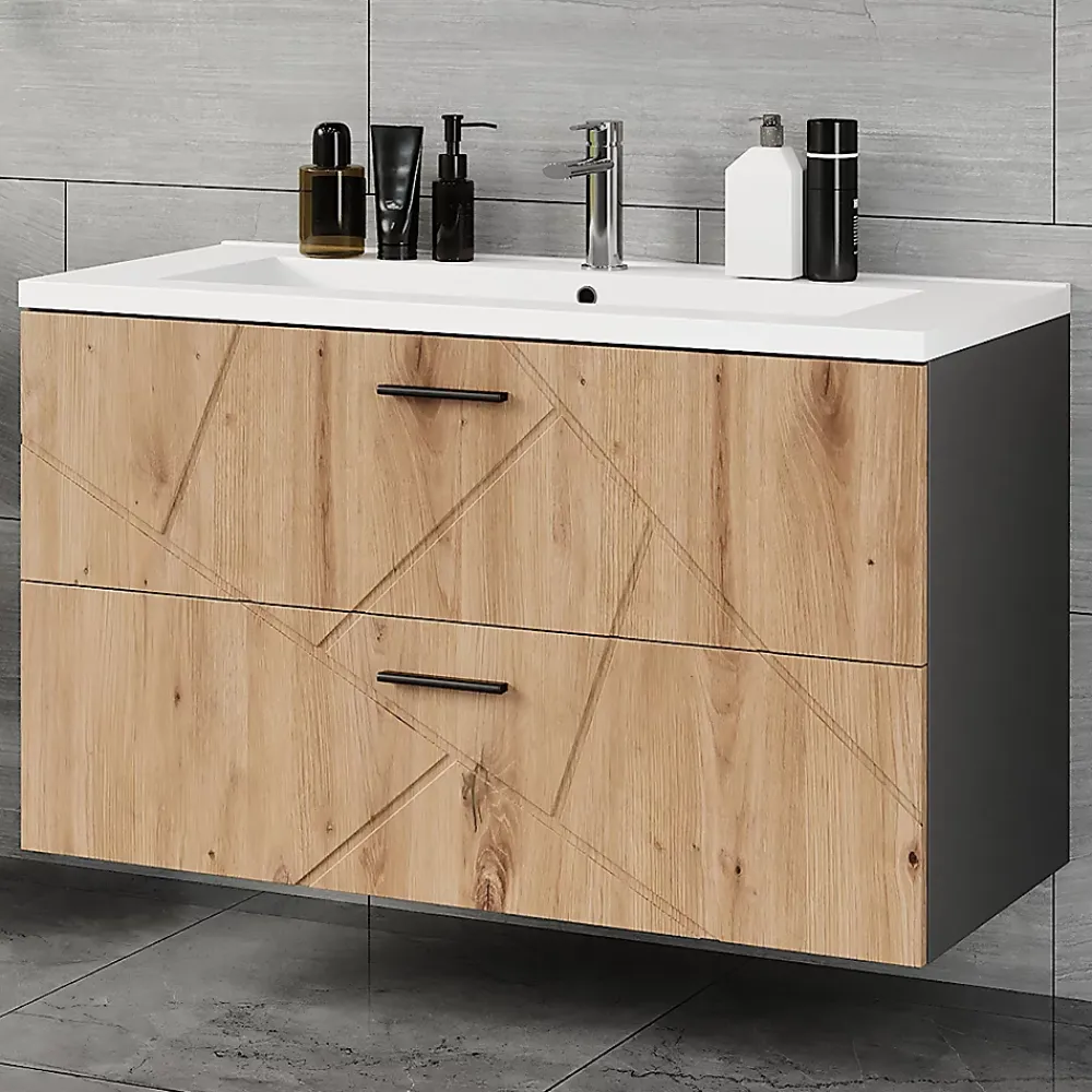 Lave-Mains|Vicco Ensemble de meubles de salle de bains Anthracite/Artisan 2 pièces