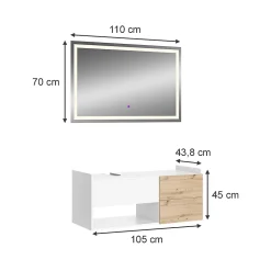 Ensemble Meuble De Salle De Bains|Vicco Ensemble de meubles de salle de bain Blanc 2 parties