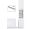 Ensemble Meuble De Salle De Bains|Vicco Ensemble de meubles de salle de bain Blanc 3 pièces, avec armoire haute