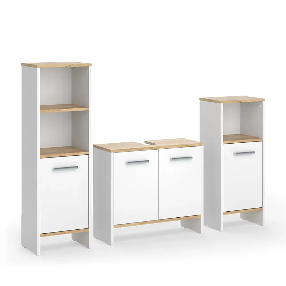 Vicco Ensemble de meubles de salle de bains Chêne blanc/force de lor 3 pièces
