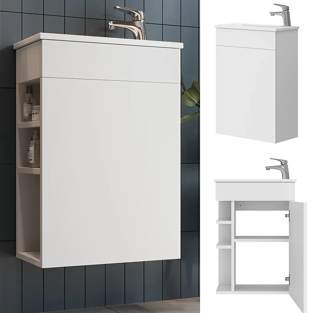 Vicco Ensemble de meubles de salle de bain Blanc 2 parties, avec lavabo