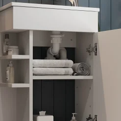 Vicco Ensemble de meubles de salle de bain Blanc 2 parties, avec lavabo