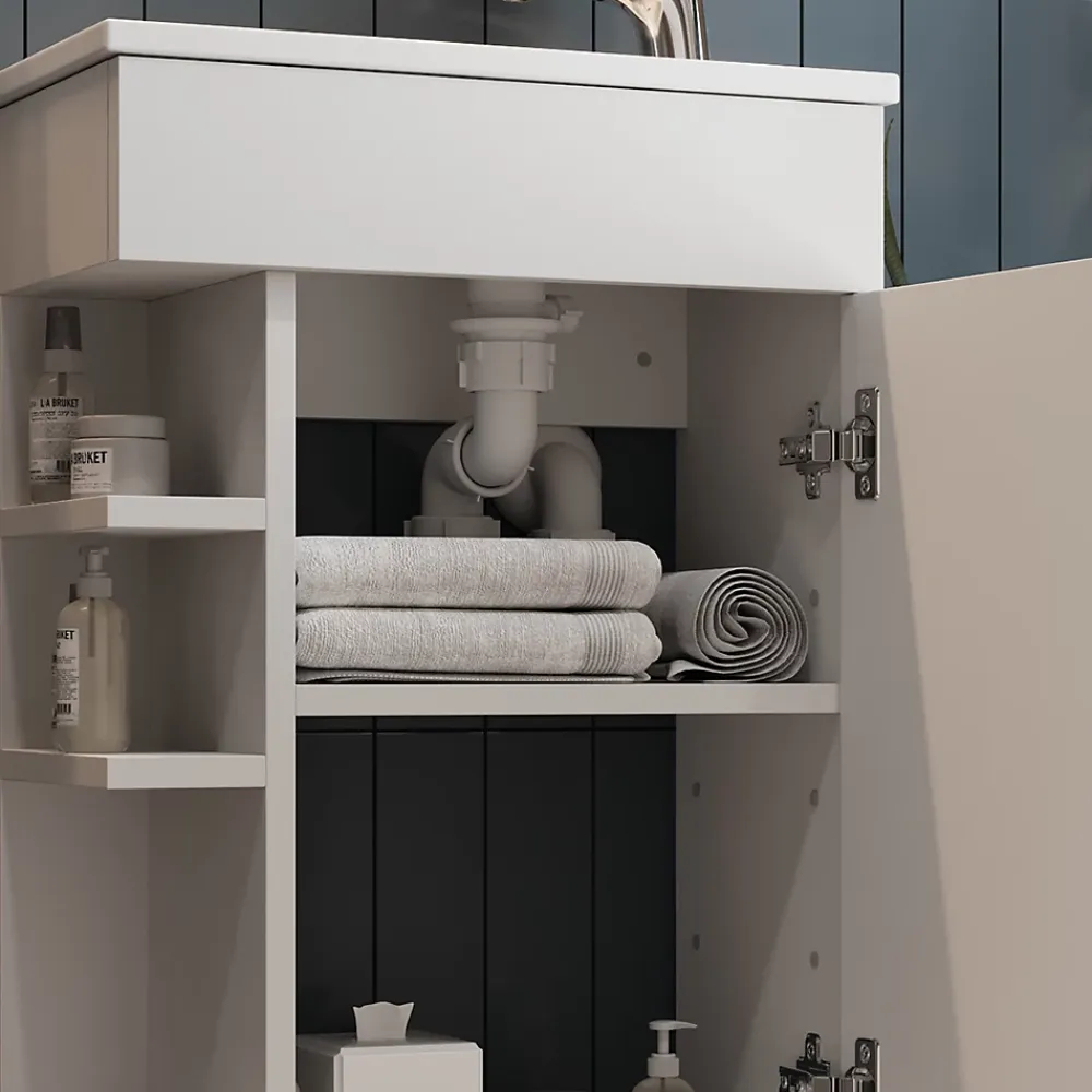 Vicco Ensemble de meubles de salle de bain Blanc 2 parties, avec lavabo