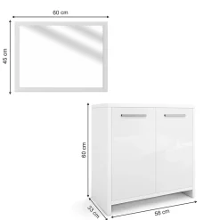 Ensemble Meuble De Salle De Bains|Vicco Ensemble de meubles de salle de bain Blanc Haute brillance 2 parties
