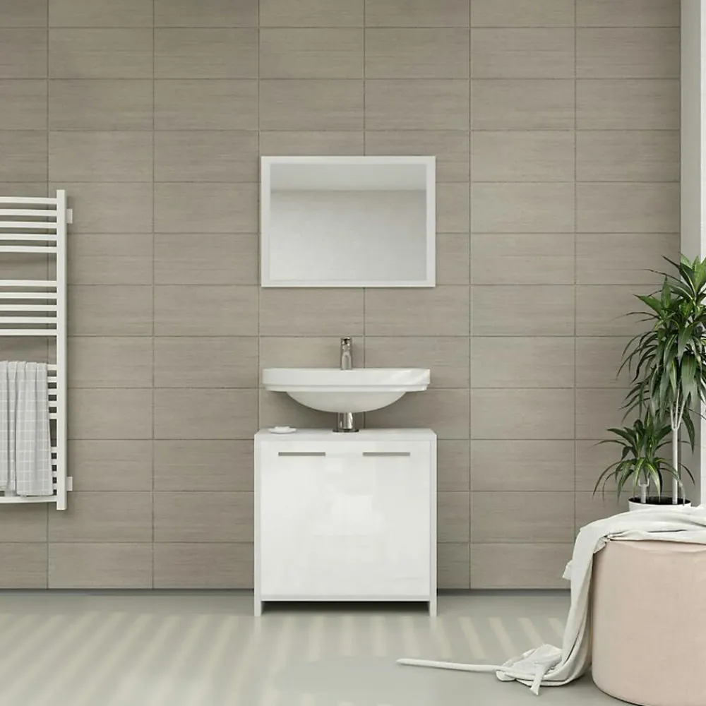 Ensemble Meuble De Salle De Bains|Vicco Ensemble de meubles de salle de bain Blanc Haute brillance 2 parties