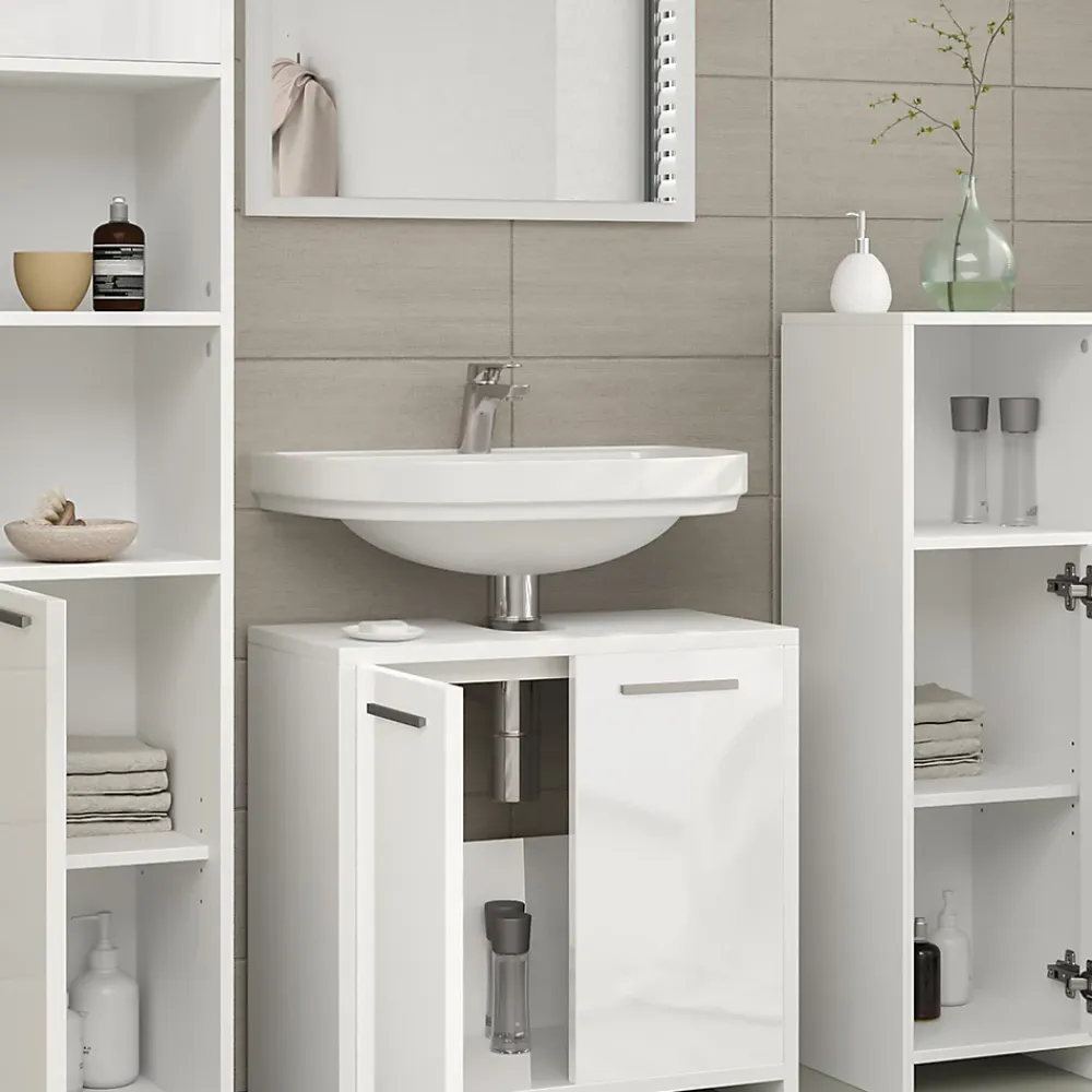 Ensemble Meuble De Salle De Bains|Vicco Ensemble de meubles de salle de bain Blanc Haute brillance 2 parties
