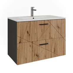 Lave-Mains|Vicco Ensemble de meubles de salle de bains Anthracite/Artisan 2 pièces