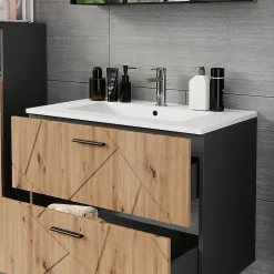 Lave-Mains|Vicco Ensemble de meubles de salle de bains Anthracite/Artisan 2 pièces