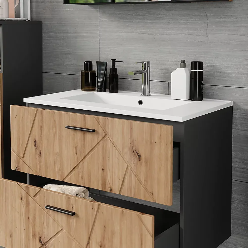 Lave-Mains|Vicco Ensemble de meubles de salle de bains Anthracite/Artisan 2 pièces