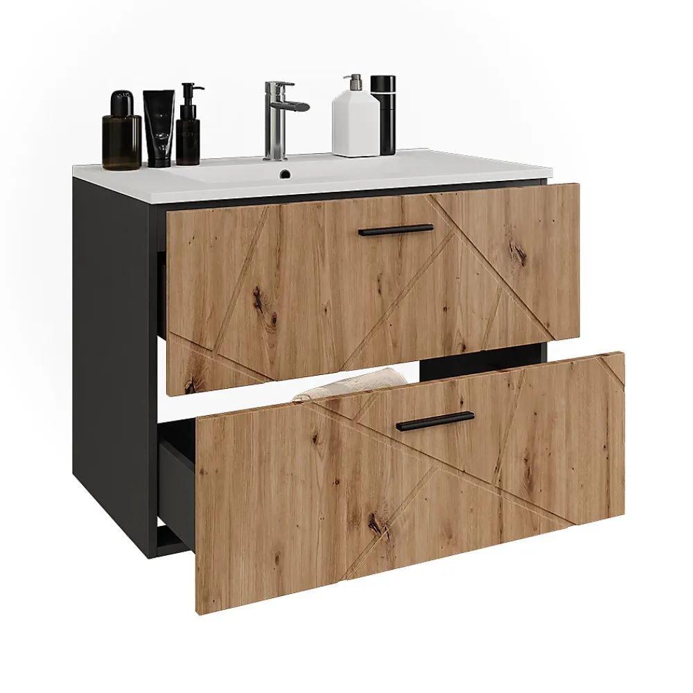 Lave-Mains|Vicco Ensemble de meubles de salle de bains Anthracite/Artisan 2 pièces