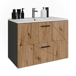 Lave-Mains|Vicco Ensemble de meubles de salle de bains Anthracite/Artisan 2 pièces