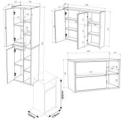 Vicco Ensemble de meubles de salle de bain Marron 4 parties