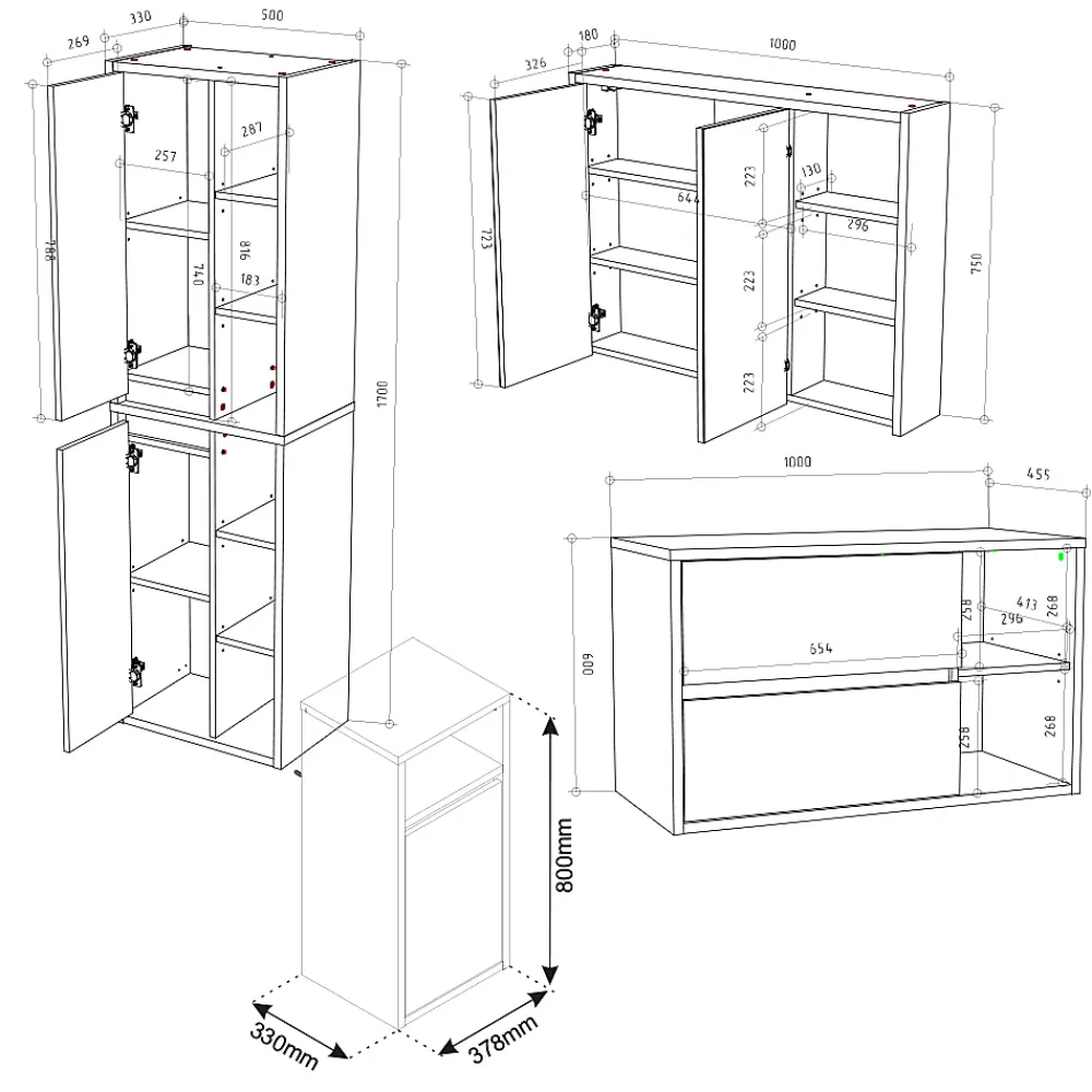 Vicco Ensemble de meubles de salle de bain Marron 4 parties