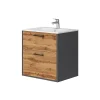 Lave-Mains|Vicco Ensemble de meubles de salle de bains Anthracite/chêne doré 61x61.5cm avec lavabo