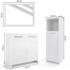 Vicco Ensemble de meubles de salle de bain Blanc Haute brillance 3 parties