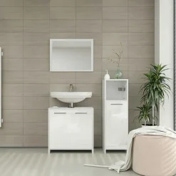 Vicco Ensemble de meubles de salle de bain Blanc Haute brillance 3 parties