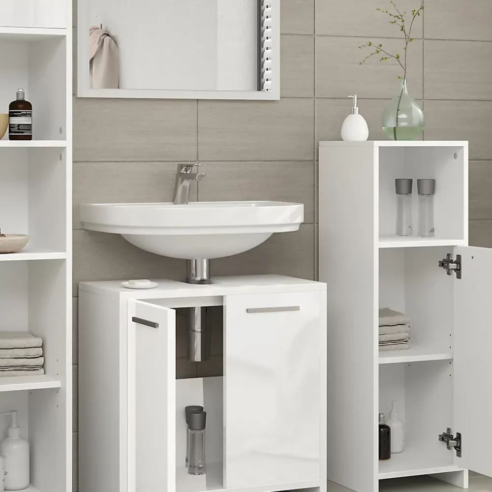 Vicco Ensemble de meubles de salle de bain Blanc Haute brillance 3 parties