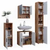 Ensemble Meuble De Salle De Bains|Vicco Ensemble de meubles de salle de bain Blanc brillant/Chêne doré 4 pièces, avec armoire haute