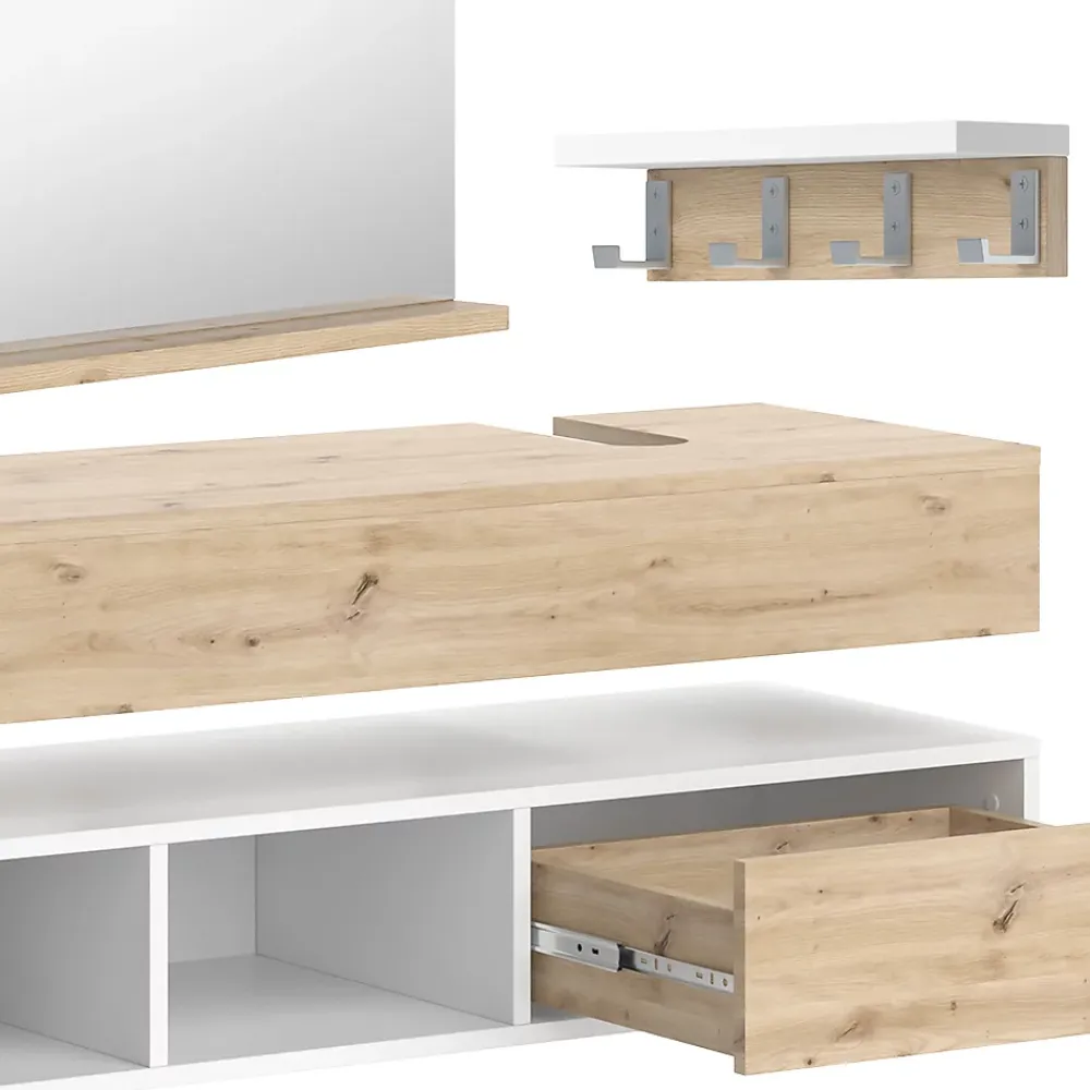 Ensemble Meuble De Salle De Bains|Vicco Ensemble de meubles de salle de bain Blanc 4 parties