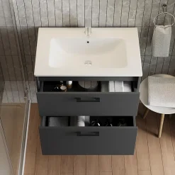 Lave-Mains|Vicco Ensemble de meubles de salle de bains Anthracite 61x61.5cm avec lavabo