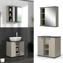 Vicco Ensemble de meubles de salle de bains Grège 2 pièces