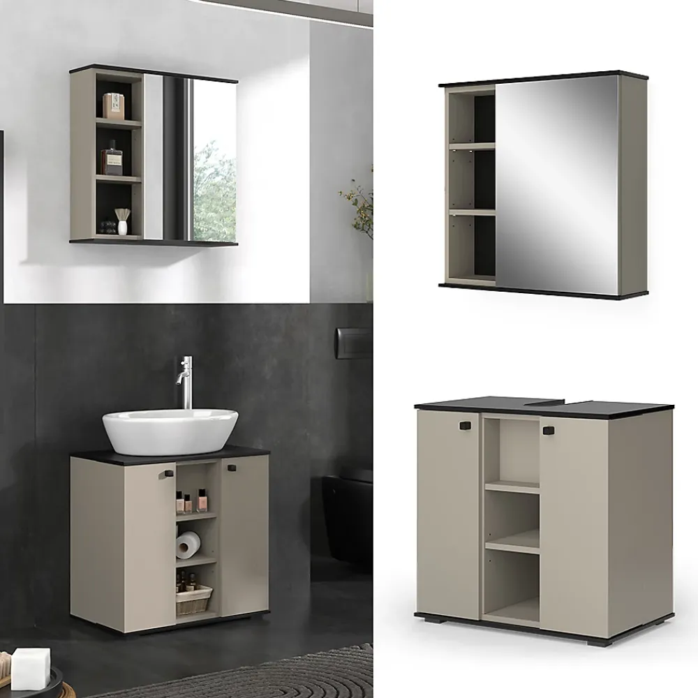 Vicco Ensemble de meubles de salle de bains Grège 2 pièces