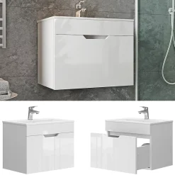 Lave-Mains|Vicco Ensemble meubles bain Blanc 2 pièces, armoire basse 60 cm
