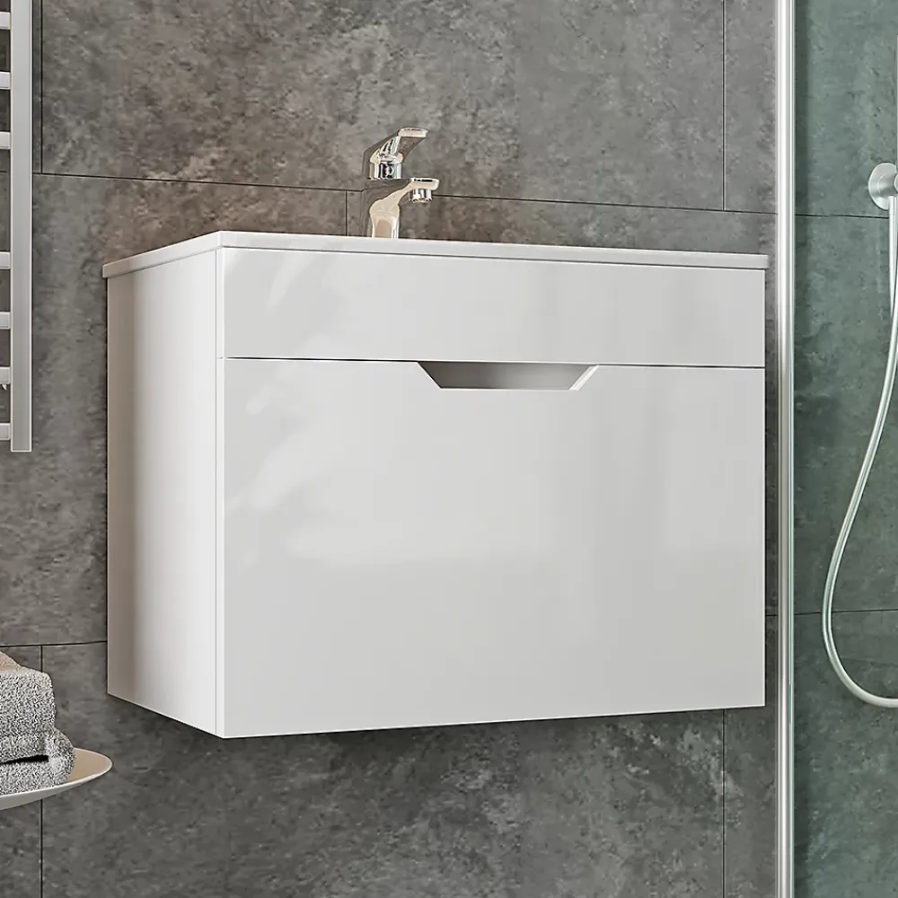 Lave-Mains|Vicco Ensemble meubles bain Blanc 2 pièces, armoire basse 60 cm