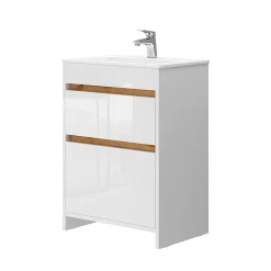 Vicco Ensemble meubles bain Blanc 2 pièces, armoire basse 60 cm