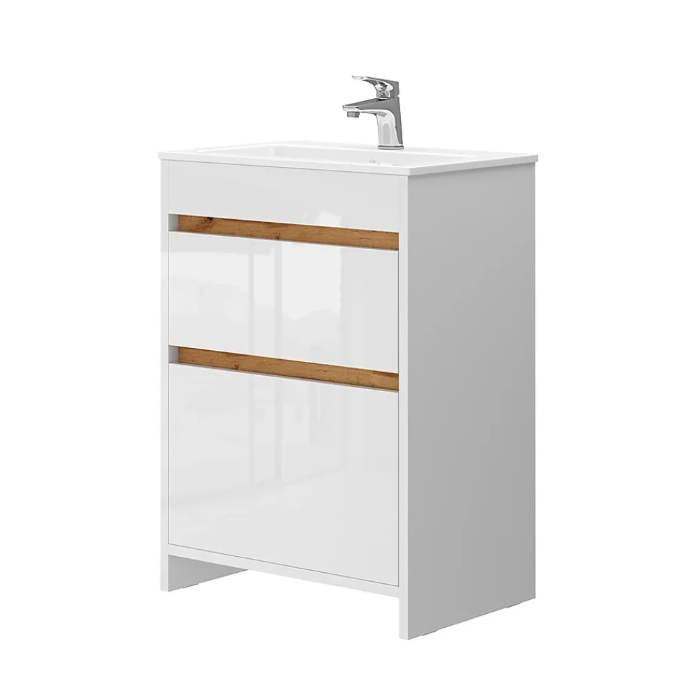 Vicco Ensemble meubles bain Blanc 2 pièces, armoire basse 60 cm