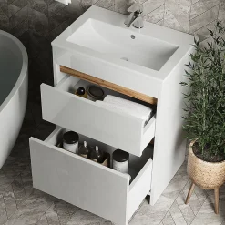Vicco Ensemble meubles bain Blanc 2 pièces, armoire basse 60 cm