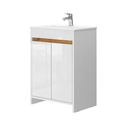 Vicco Ensemble meubles bain Blanc 2 pièces, armoire basse 60 cm