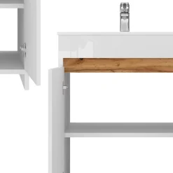 Vicco Ensemble meubles bain Blanc 2 pièces, armoire basse 60 cm