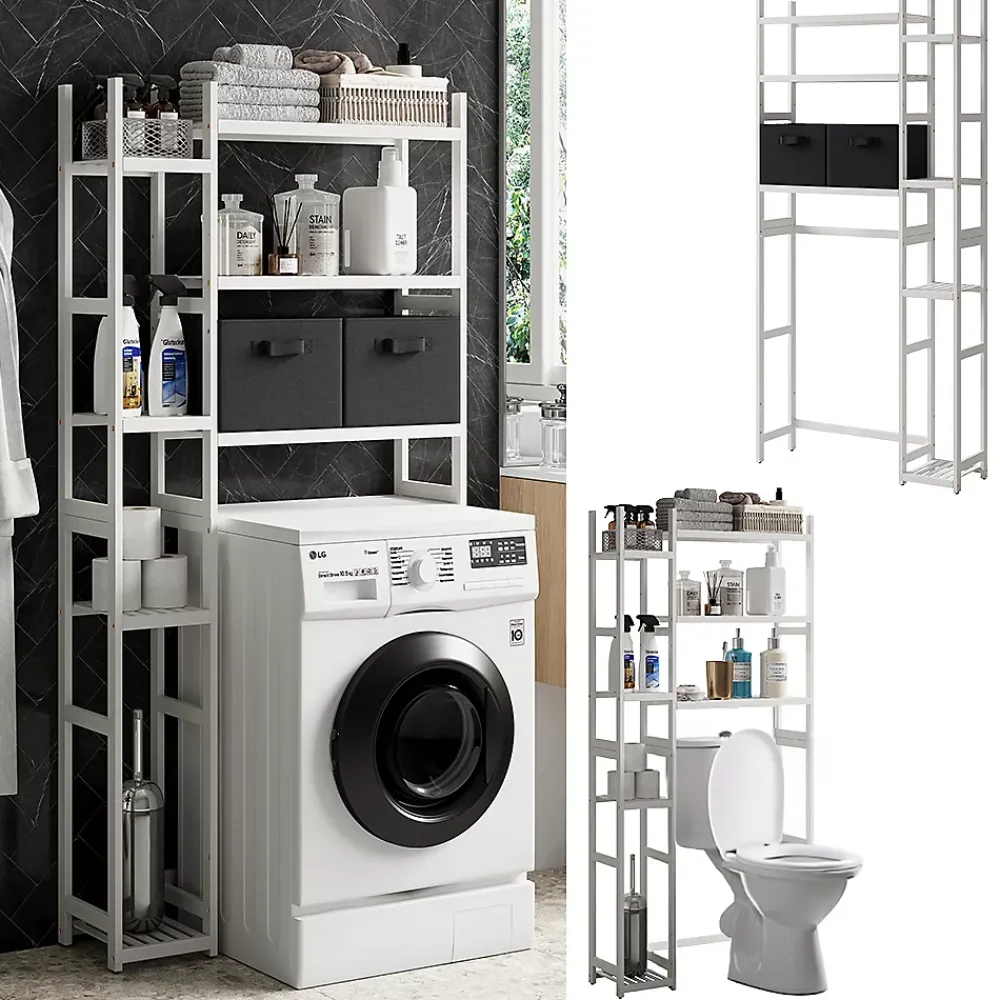 Vicco Etagère de toilettes Blanc 78.5x163cm avec 2 tiroirs en non-tissé