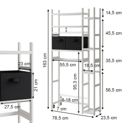 Vicco Etagère de toilettes Blanc 78.5x163cm avec 2 tiroirs en non-tissé