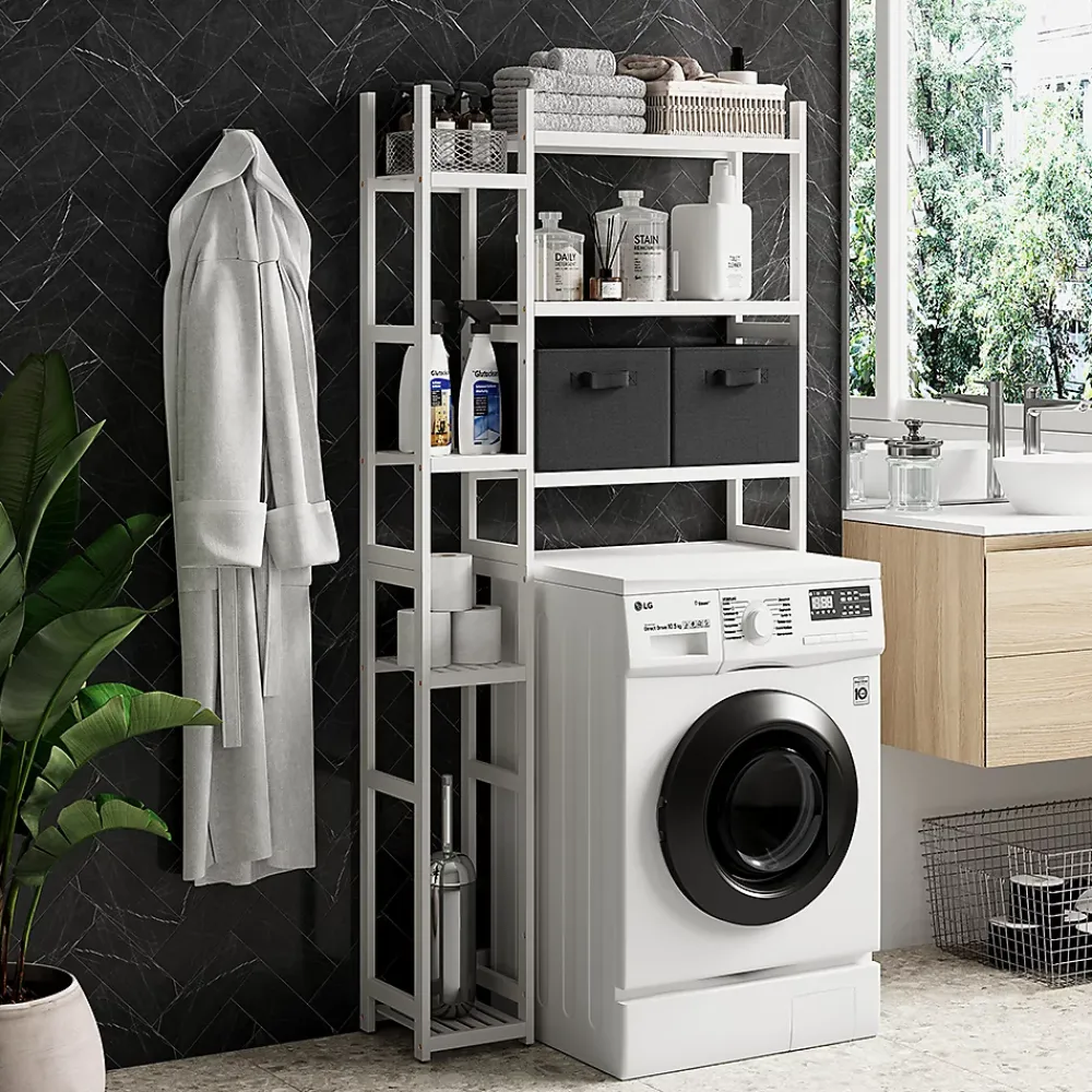 Vicco Etagère de toilettes Blanc 78.5x163cm avec 2 tiroirs en non-tissé