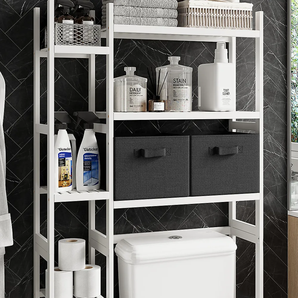 Vicco Etagère de toilettes Blanc 78.5x163cm avec 2 tiroirs en non-tissé
