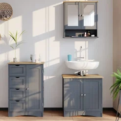 Vicco Meuble de rangement de salle de bain Gris 55x81cm