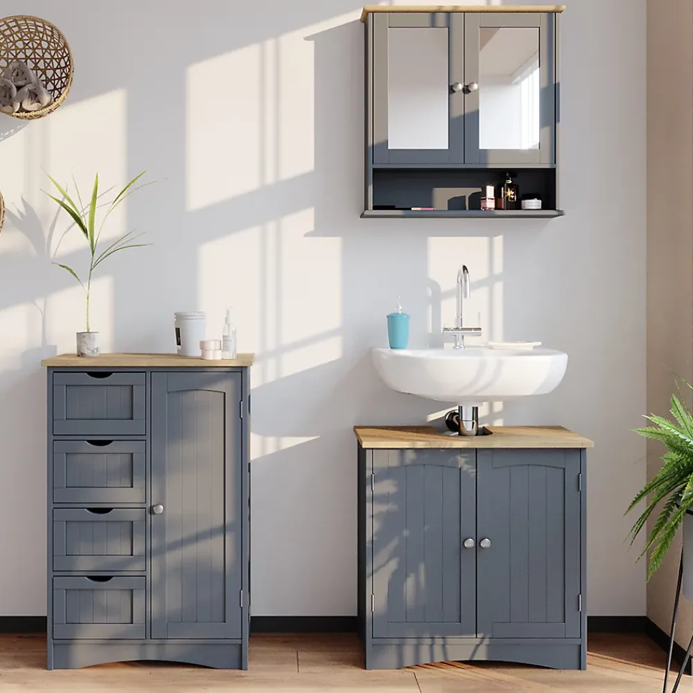 Vicco Meuble de rangement de salle de bain Gris 55x81cm