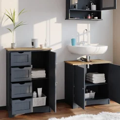 Vicco Meuble de rangement de salle de bain Gris 55x81cm