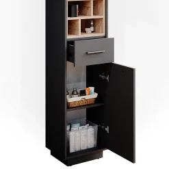 Colonne De Salle De Bains|Vicco Meuble de rangement de salle de bain Anthracite 38x190cm