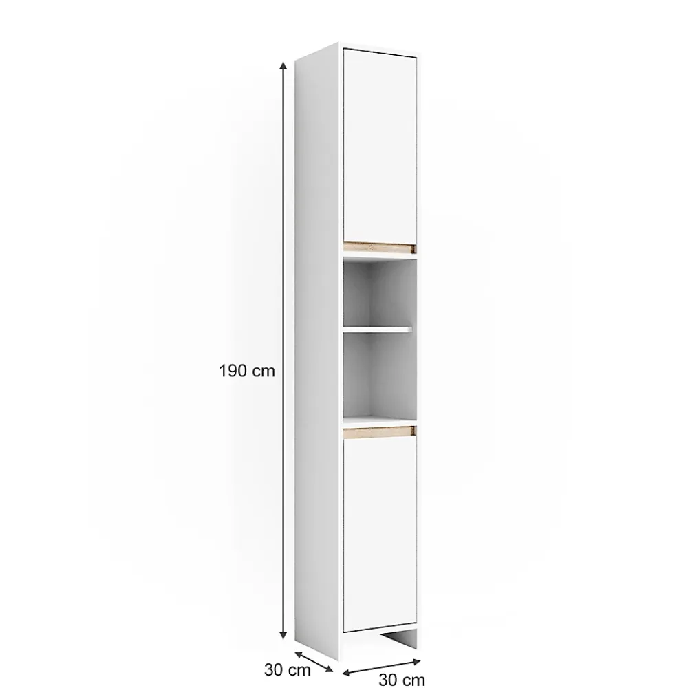 Vicco Meuble de rangement de salle de bain Blanc/Sonoma 30x190cm