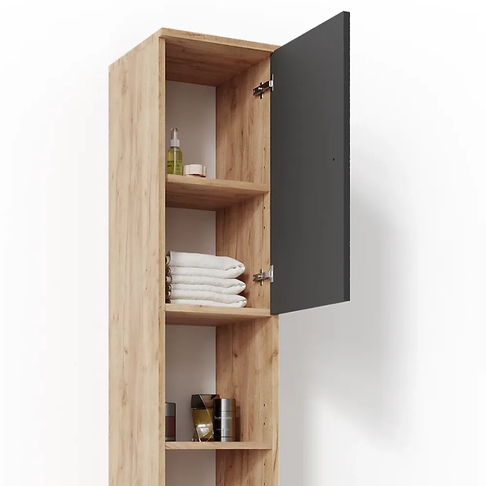 Vicco Meuble de rangement de salle de bain Chêne 30x190cm