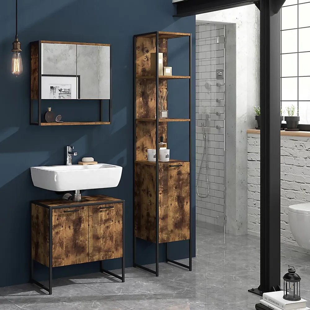 Vicco Meuble de rangement de salle de bain Bois antique 33x185cm